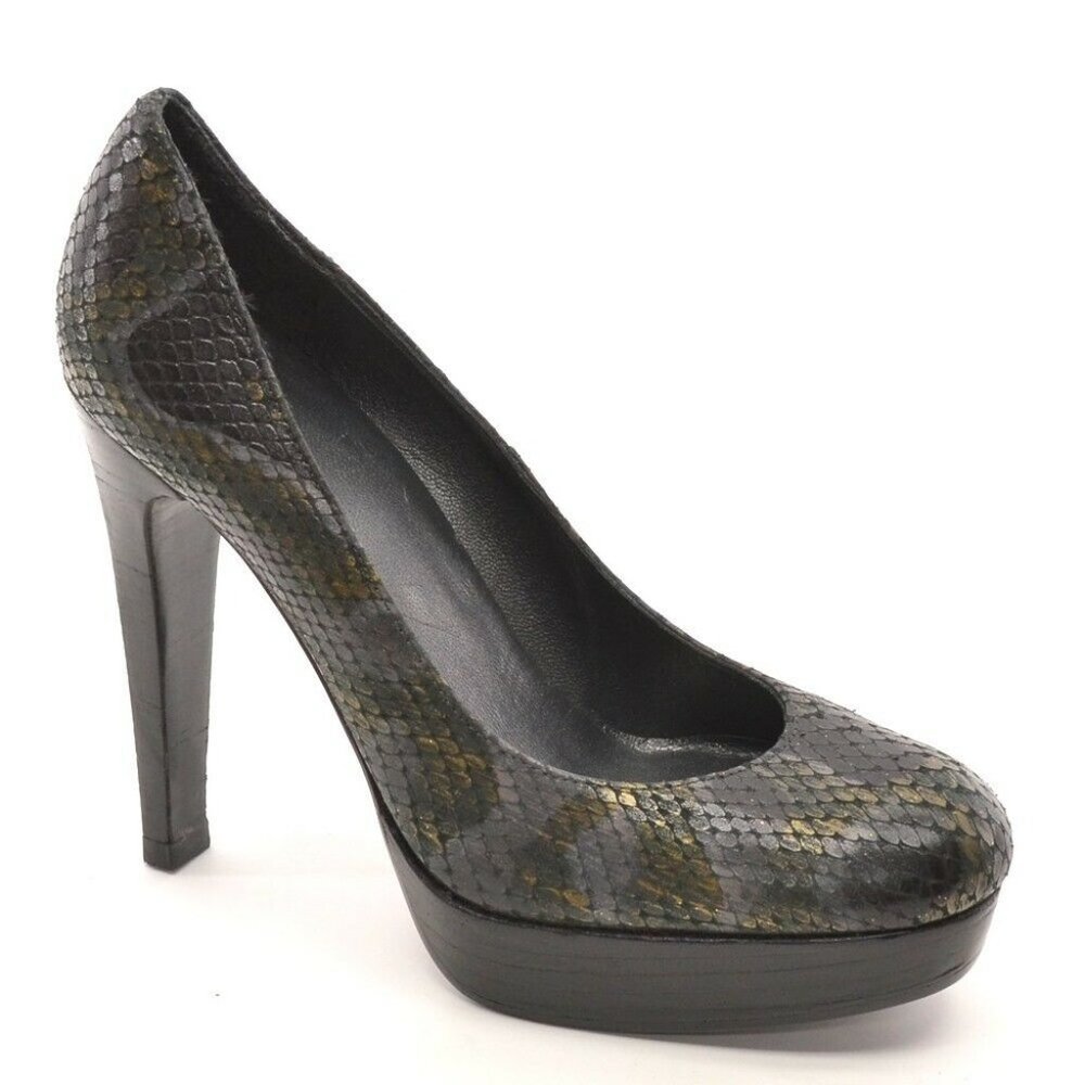 Stuart Weitzman Gray Snake Platform Pumps 6 M